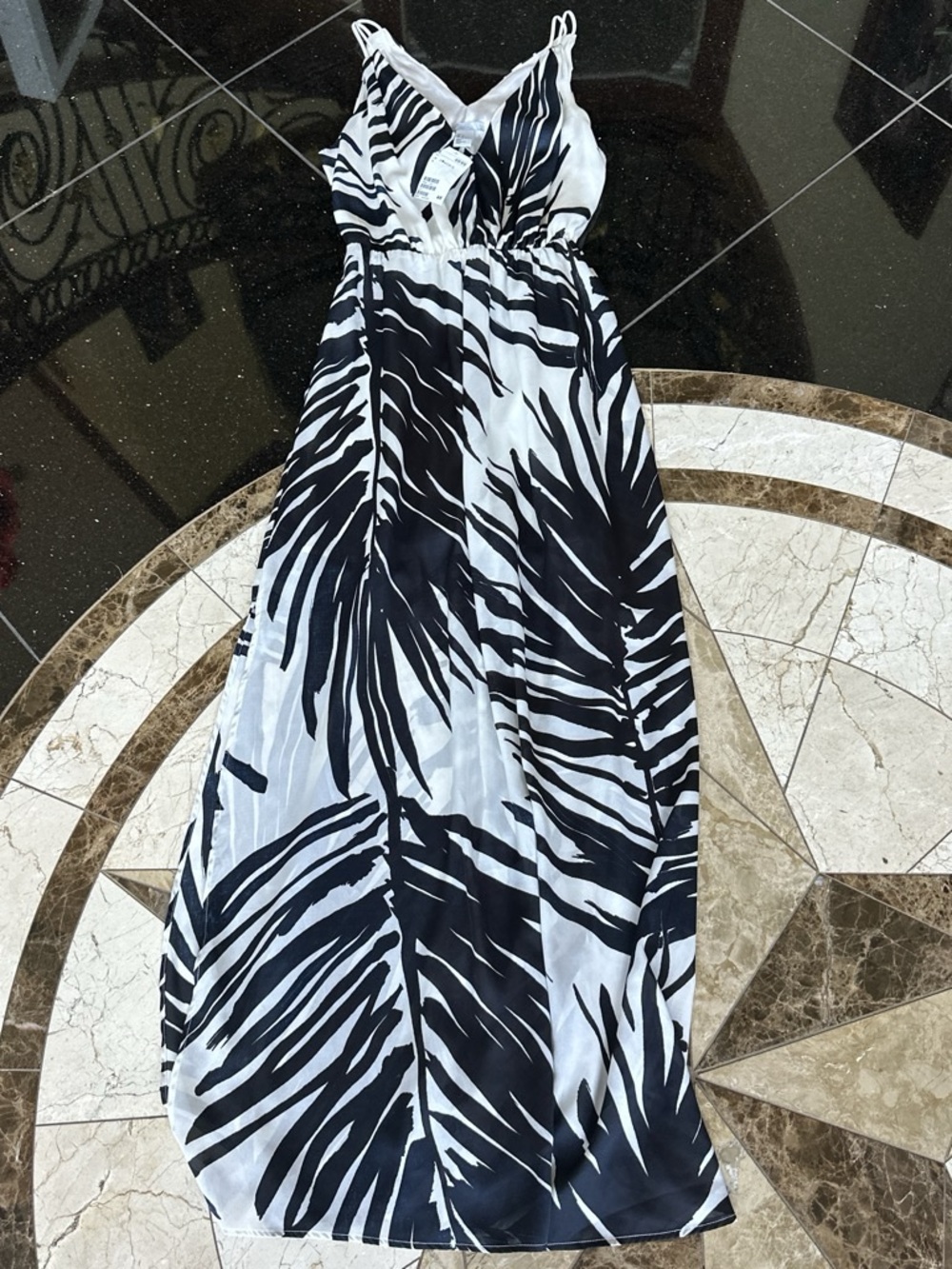 H&M Black and White Tropical Maxi Dress